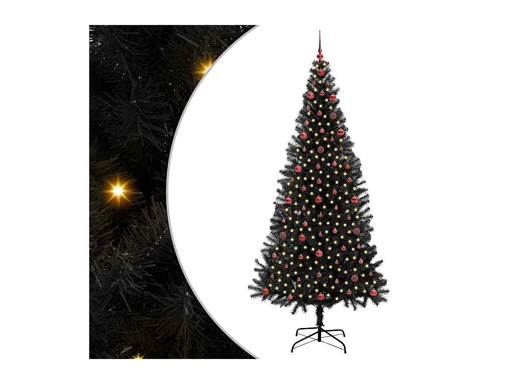 Árvore de Natal com 300 LEDs com suporte Preto 240 cm PVC