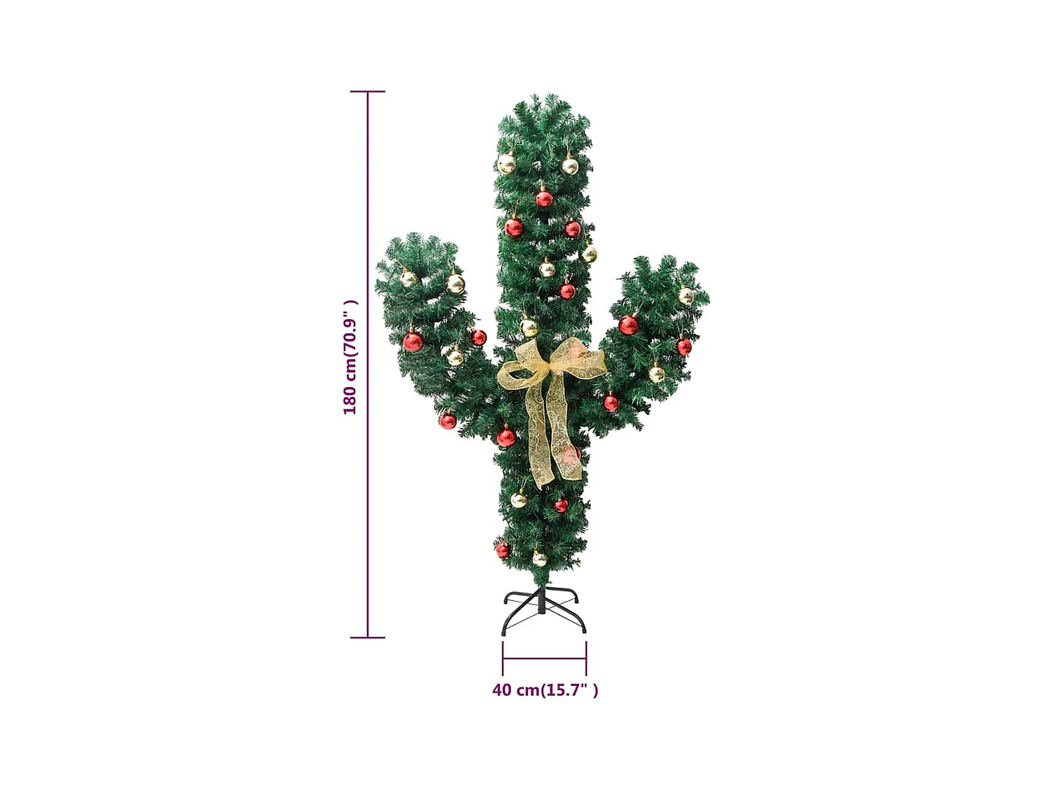 Cactus de Noël avec support et LED Vert 180 cm PVC