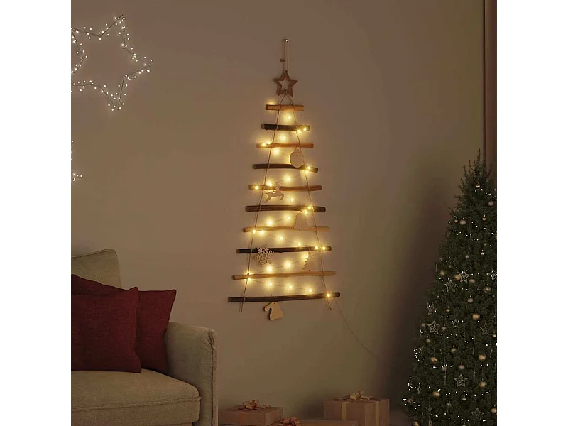 Árbol de Navidad Natural 90 cm madera maciza de fresno