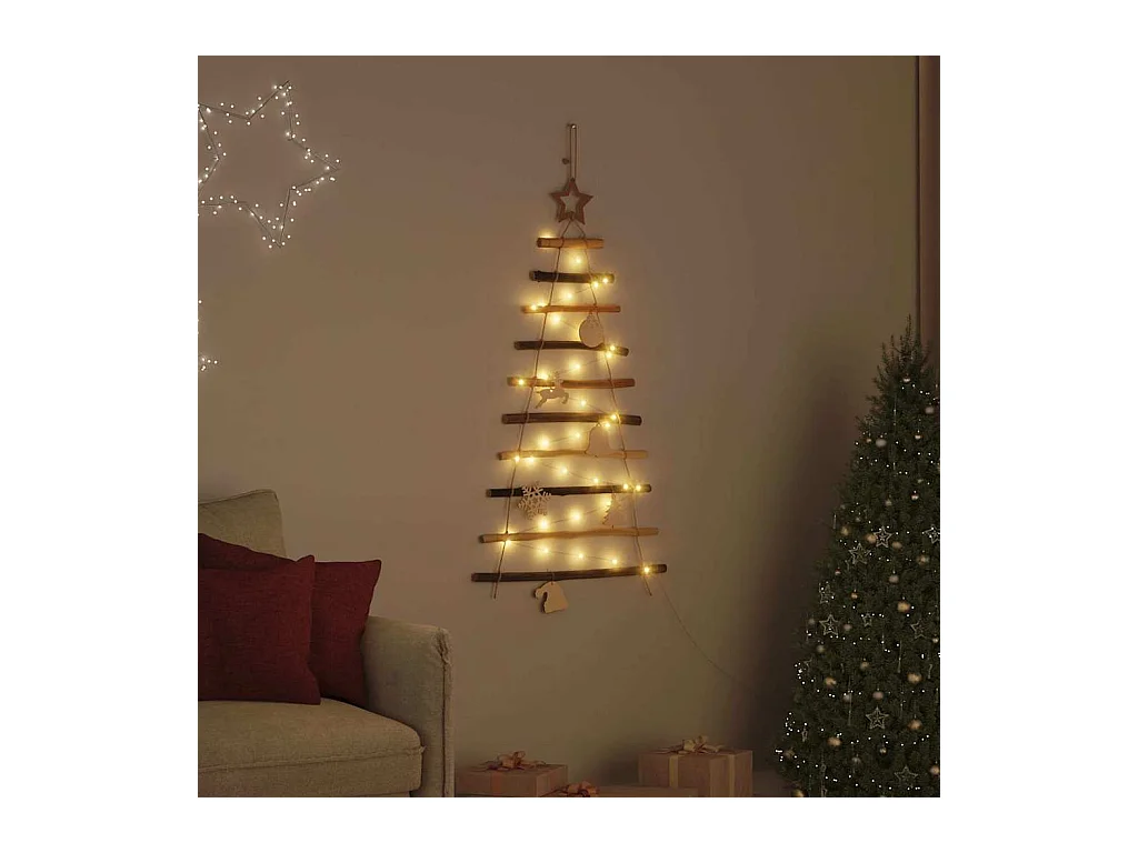 Árbol de Navidad Natural 90 cm madera maciza de fresno