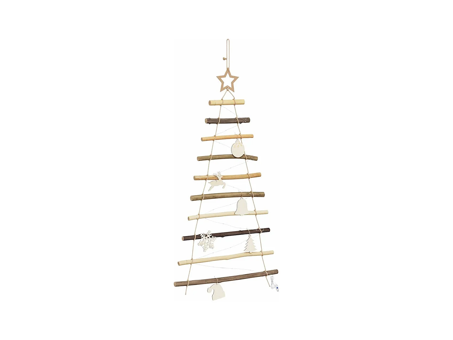 Árbol de Navidad Natural 90 cm madera maciza de fresno