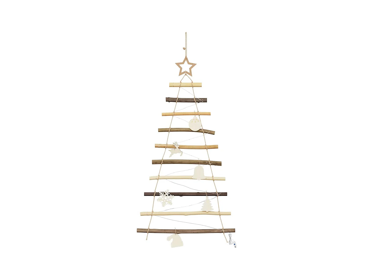 Árbol de Navidad Natural 90 cm madera maciza de fresno