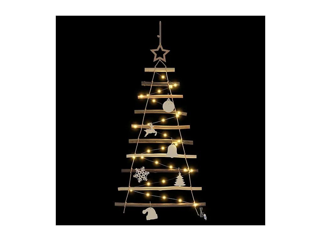 Árbol de Navidad Natural 90 cm madera maciza de fresno