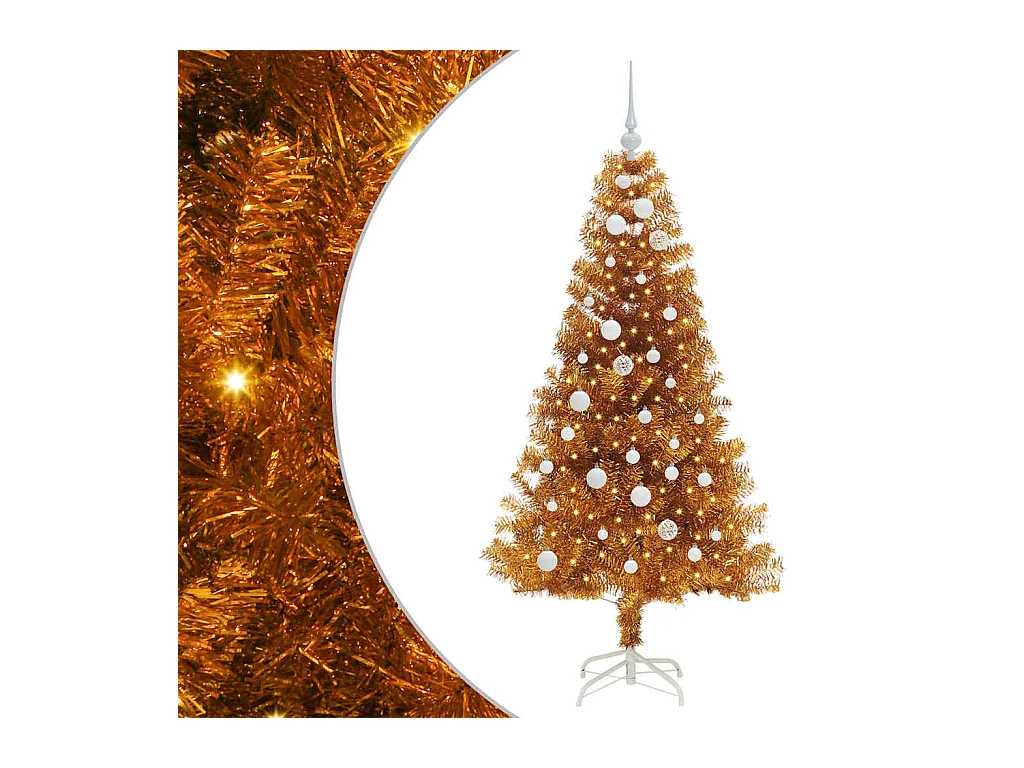 Árvore de Natal com 150 LEDs com suporte Ouro 150 cm PET
