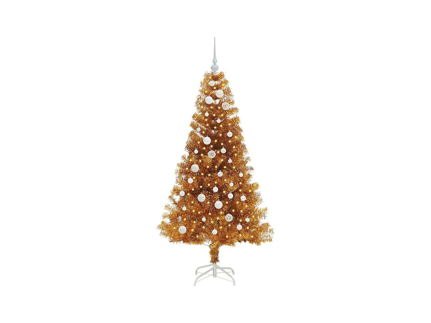 Árvore de Natal com 150 LEDs com suporte Ouro 150 cm PET