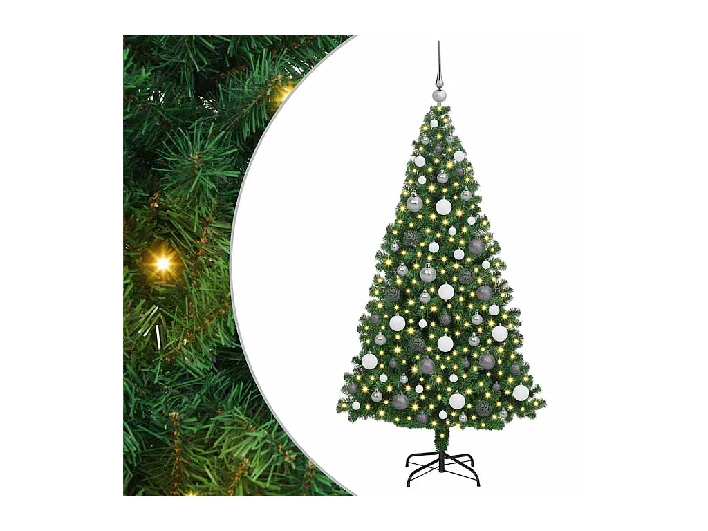 Árvore de Natal Artificial Verde 180 cm PVC, Aço e Plástico