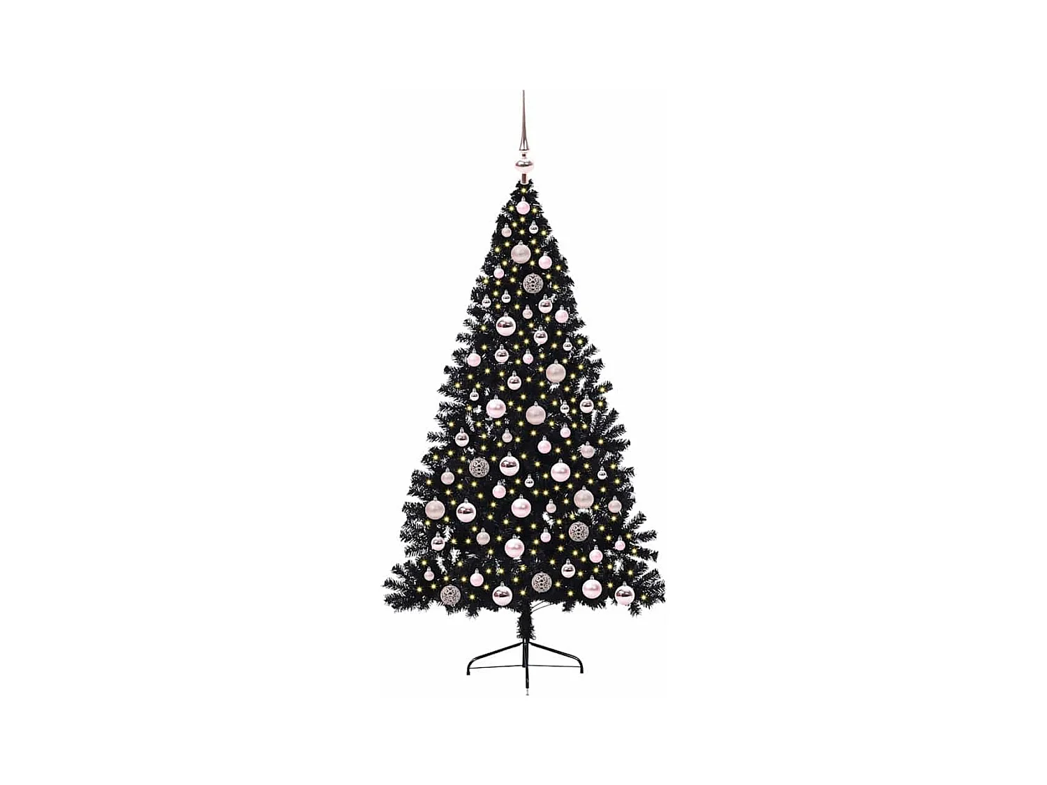 Sapin de Noël artificiel pré-éclairé Noir 180 cm PVC