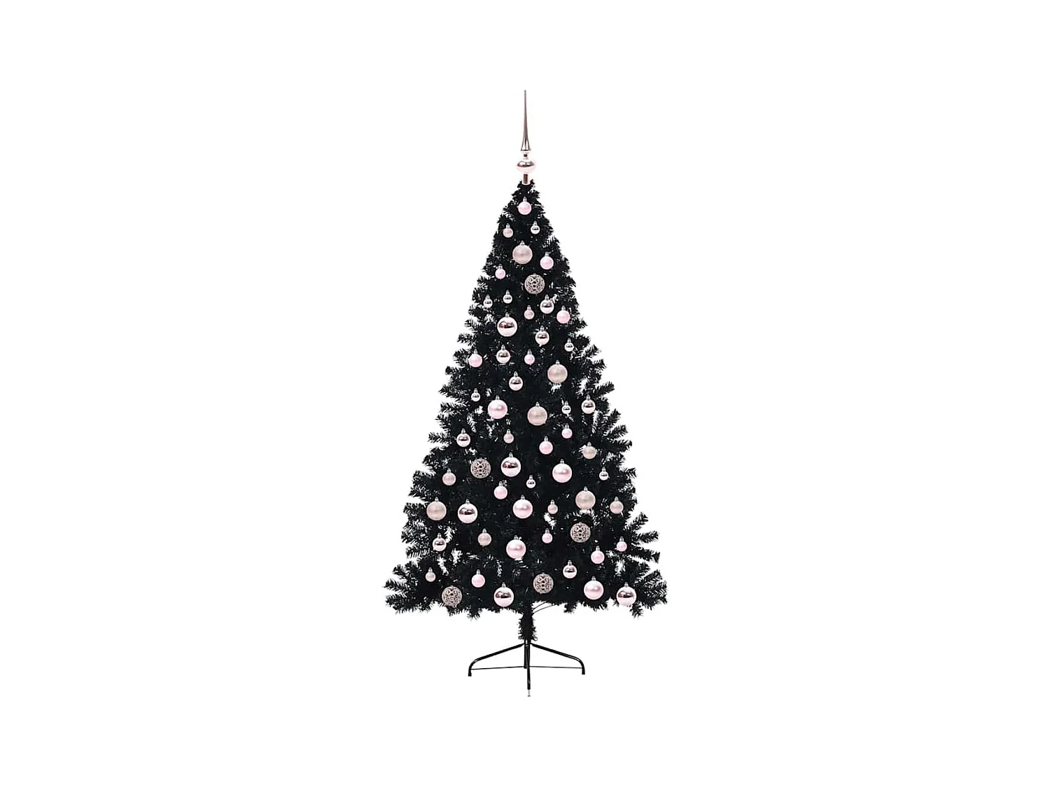 Sapin de Noël artificiel pré-éclairé Noir 180 cm PVC