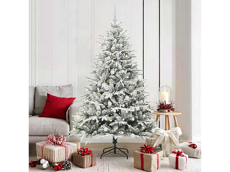 Sapin de Noël artificiel pré-éclairé avec set de boules Vert