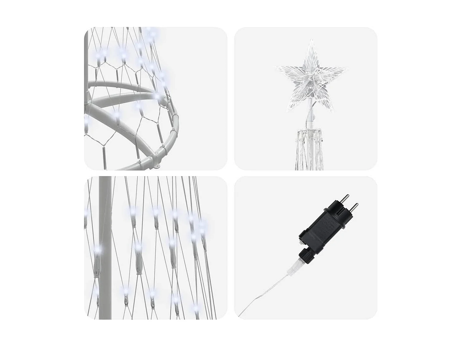 Arbre de Noël LED Blanc froid 70 x 70 x 250 cm Métal