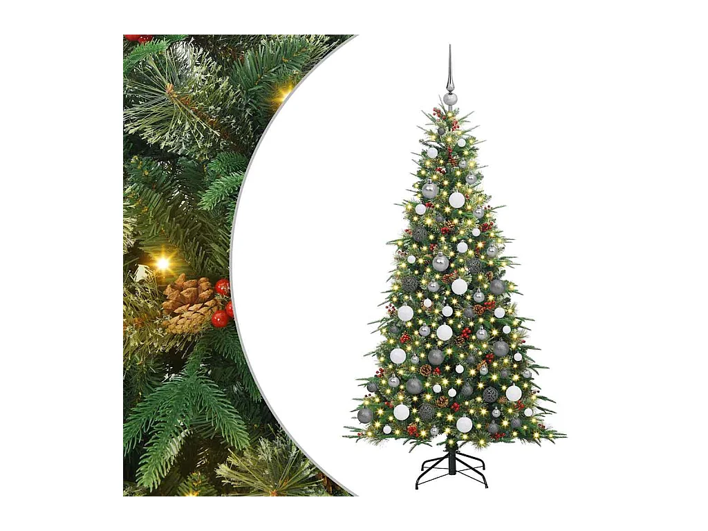 Kunstmatige Hinged Kerstboom met 300 LED Groen 180 cm PE en PVC