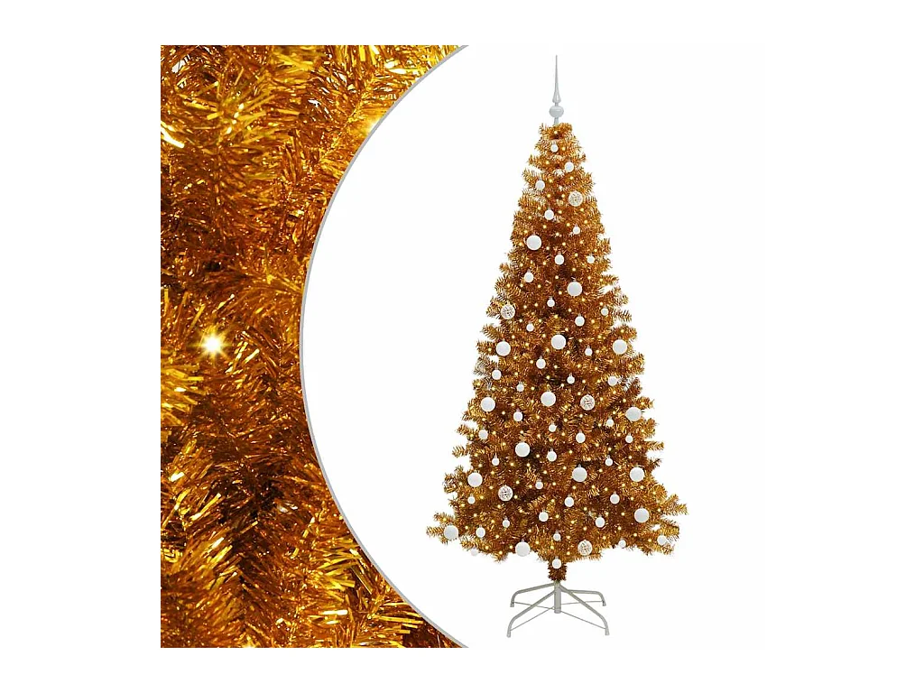 Sapin de Noël avec 300 LED avec support Doré 210 cm PET