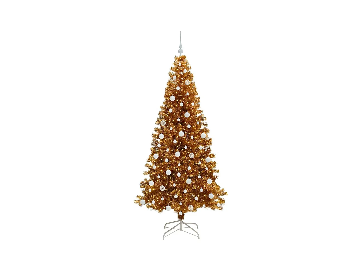 Sapin de Noël avec 300 LED avec support Doré 210 cm PET