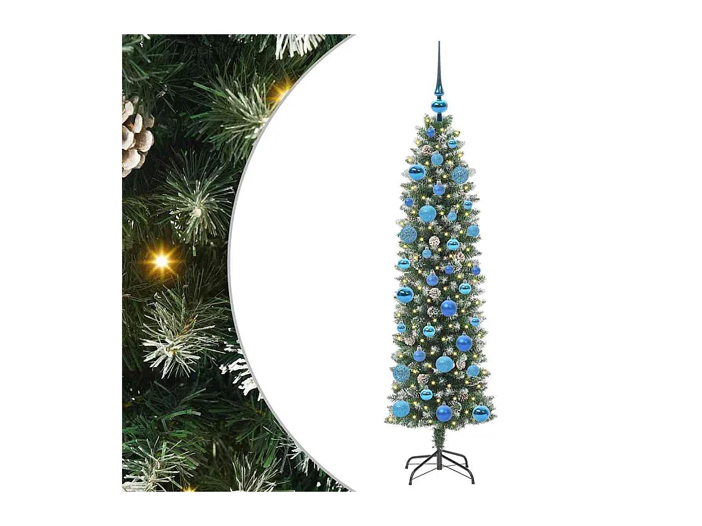 Árvore Slim de Natal Artificial Verde e branco 150 cm