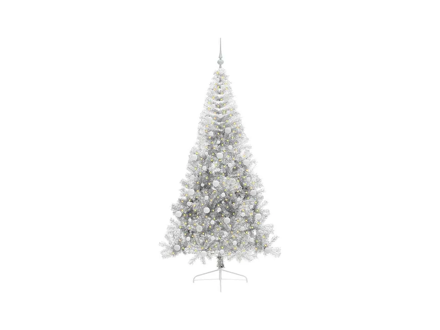 Sapin de Noël artificiel pré-éclairé Argent 240 cm PET