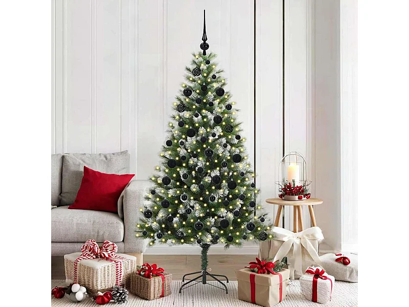 Kunstmatige scharnierende Kerstboom met gevlochten sneeuw