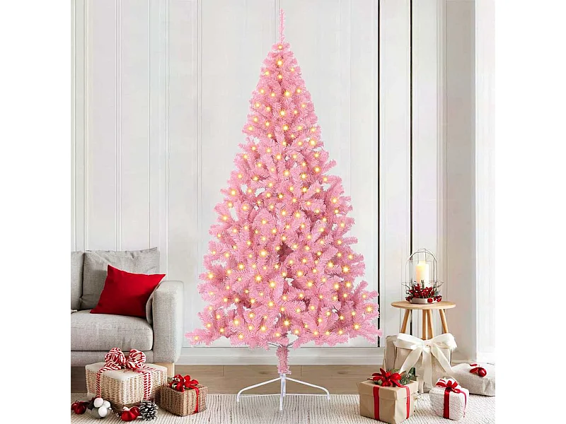 Kerstboom met decoratieve touwlichten Roze 210 cm