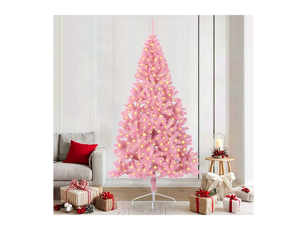 Kerstboom met decoratieve touwlichten Roze 210 cm