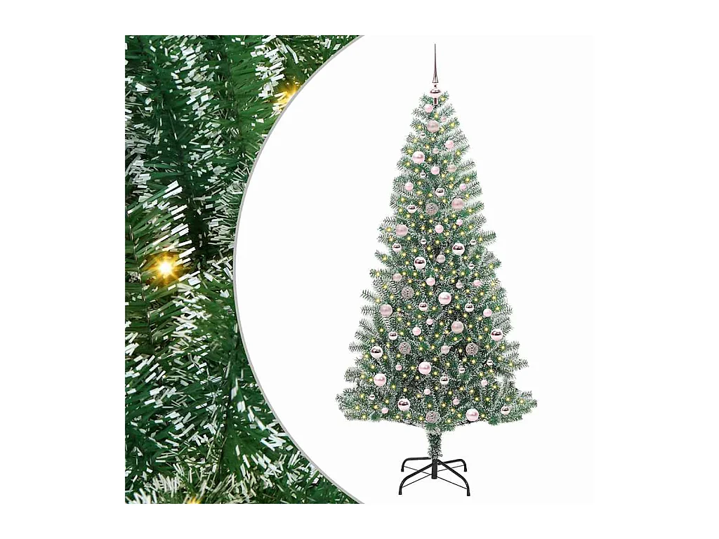 Árbol de Navidad Artificial Nevado con Luz LED Verde y 210 cm