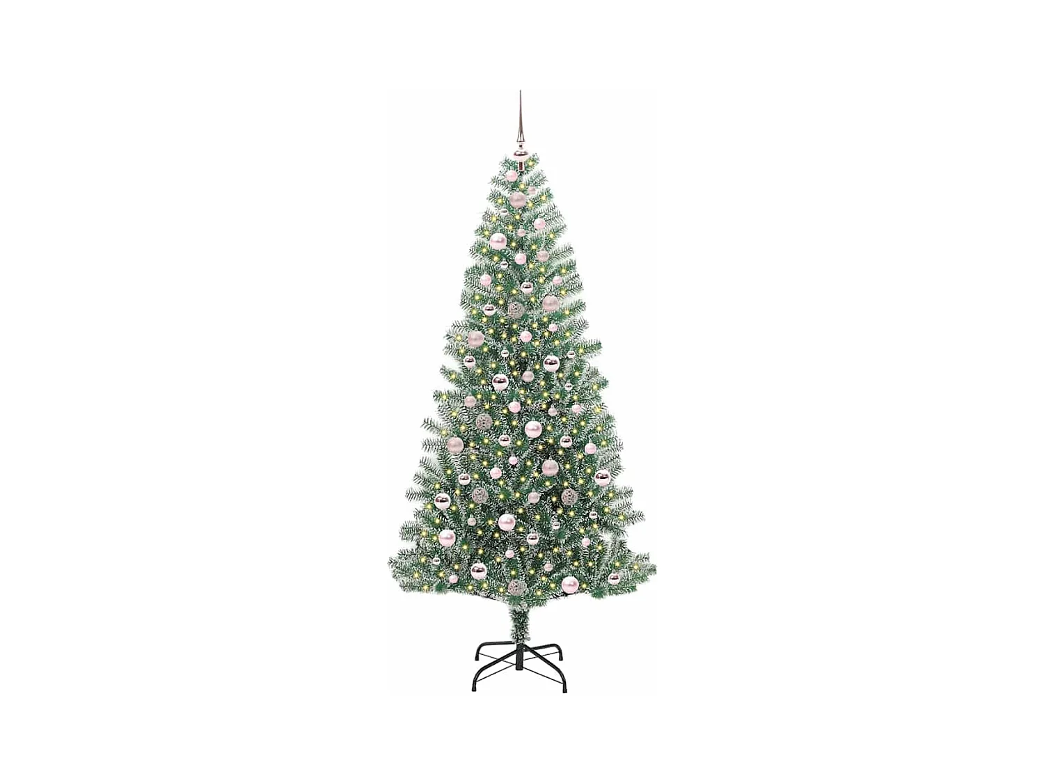 Árbol de Navidad Artificial Nevado con Luz LED Verde y 210 cm