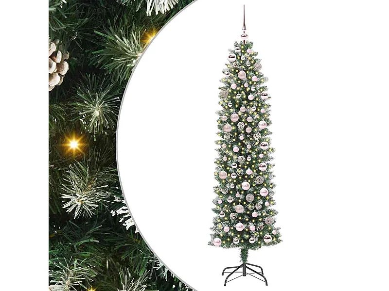 Árvore Slim de Natal Artificial Verde e branco 180 cm