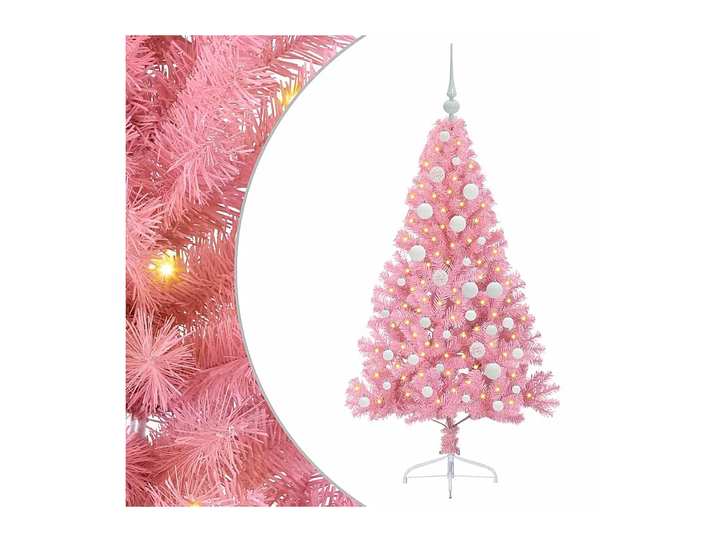 Sapin de Noël artificiel pré-éclairé Rose 120 cm PVC