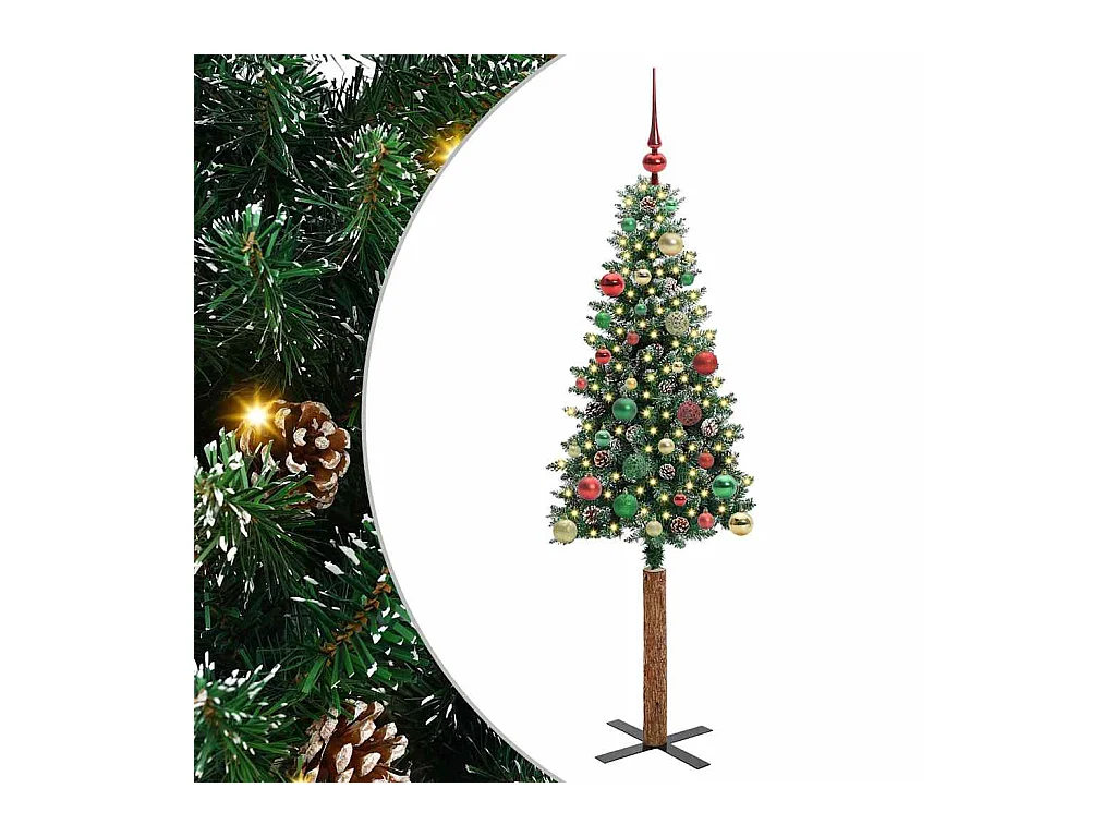 Sapin de Noël mince avec 150 LED Vert et blanc 150 cm