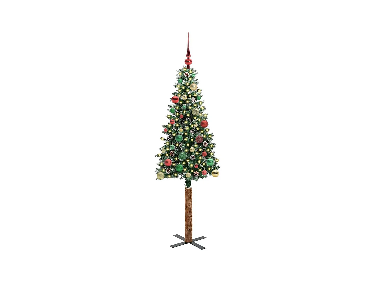 Sapin de Noël mince avec 150 LED Vert et blanc 150 cm
