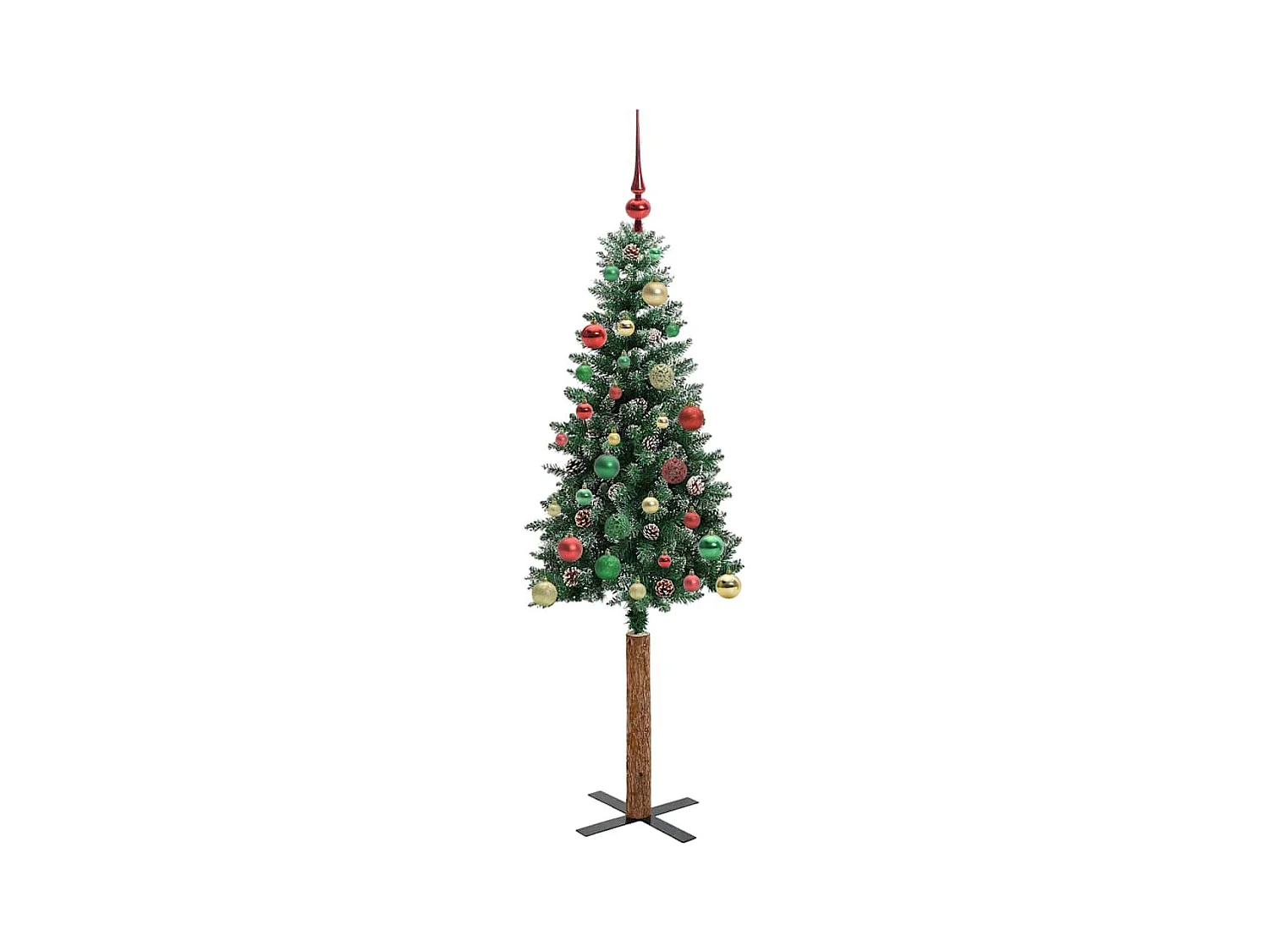 Sapin de Noël mince avec 150 LED Vert et blanc 150 cm