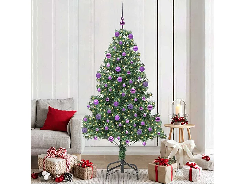 Sapin de Noël avec 300 LED avec support Vert 210 cm PVC