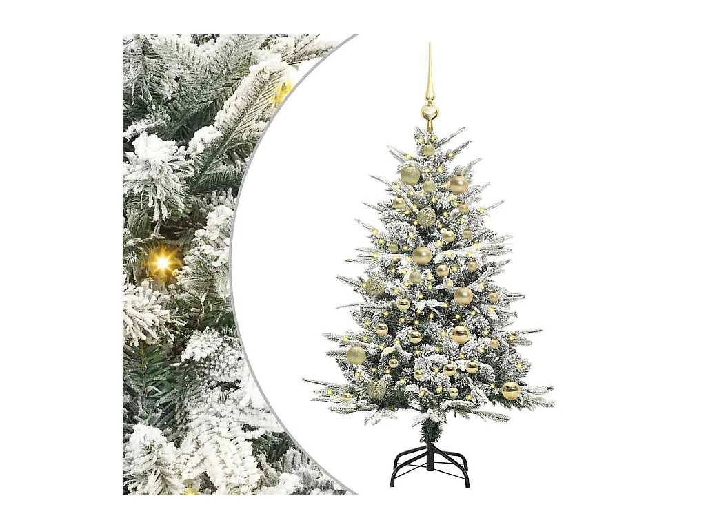 Sapin de Noël artificiel pré-éclairé avec set de boules Vert