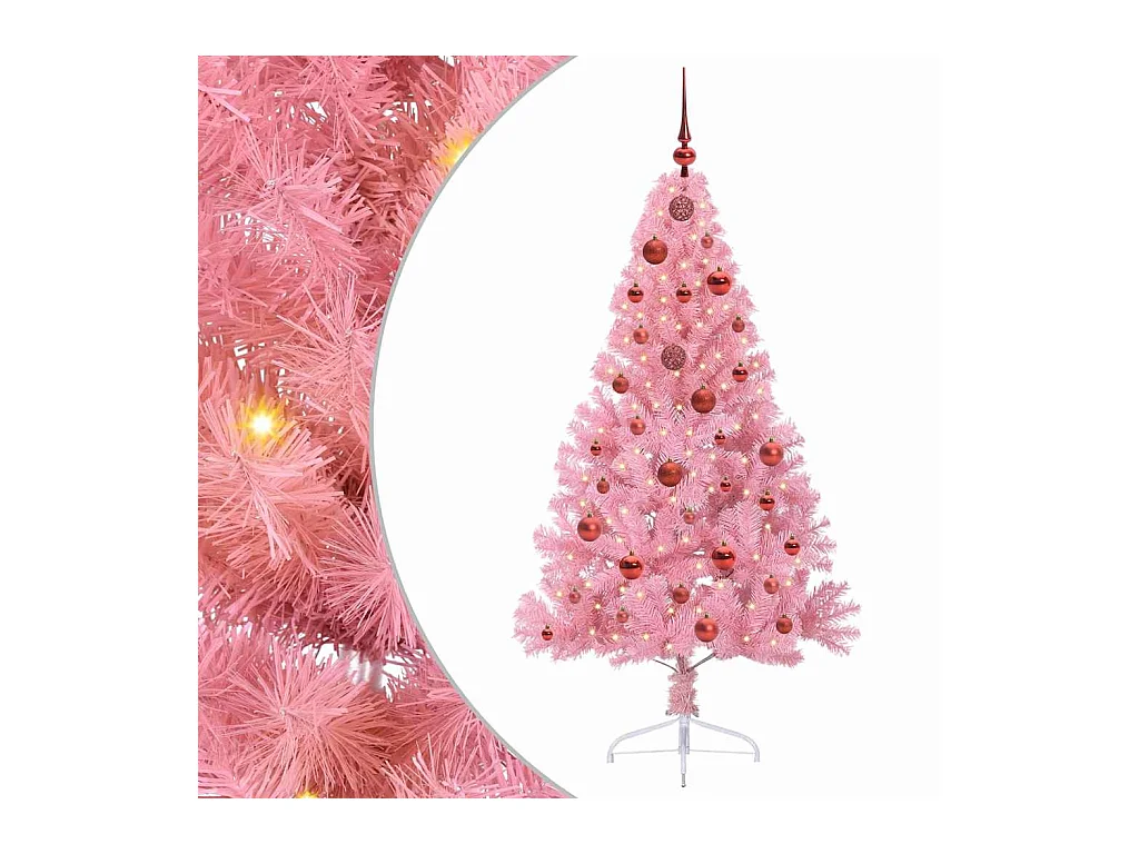 Sapin de Noël artificiel pré-éclairé Rose 150 cm PVC