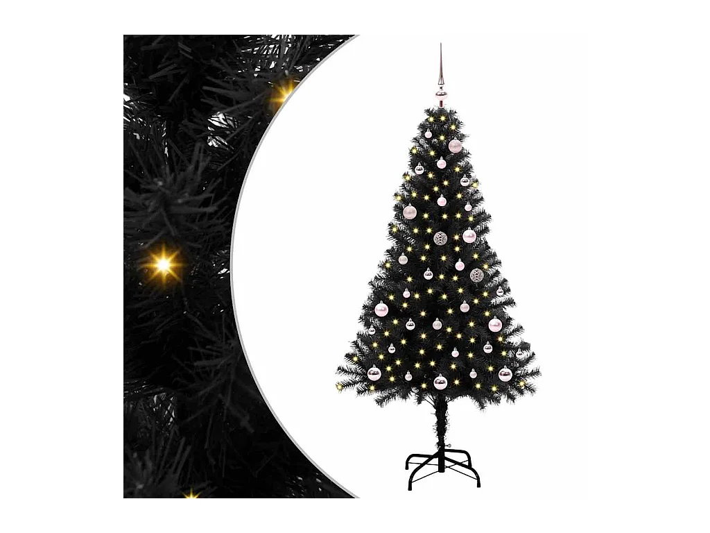Árvore de Natal com 150 LEDs com suporte Preto 150 cm PVC