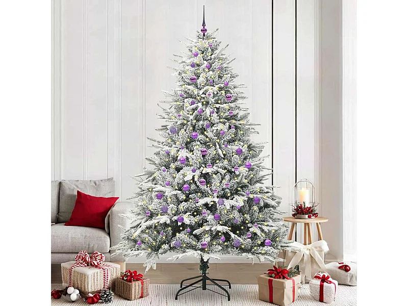 Sapin de Noël artificiel pré-éclairé avec set de boules Vert