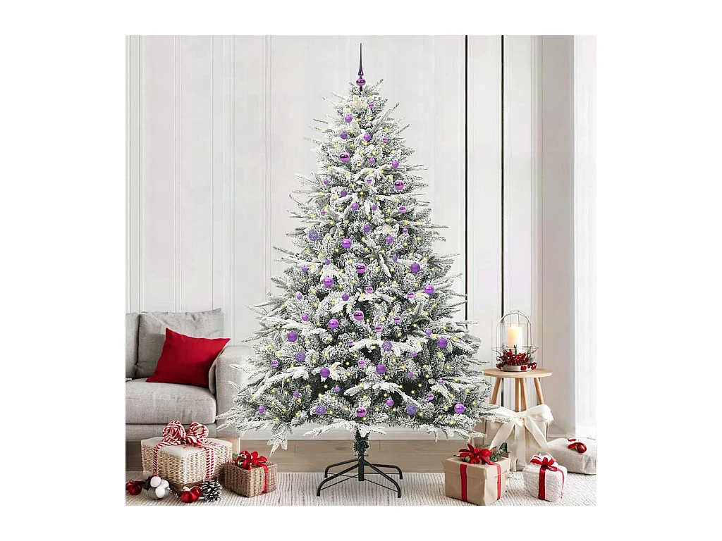 Sapin de Noël artificiel pré-éclairé avec set de boules Vert