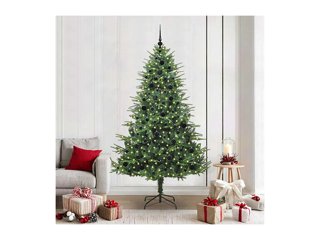 Sapin de Noël artificiel pré-éclairé avec set de boules Vert