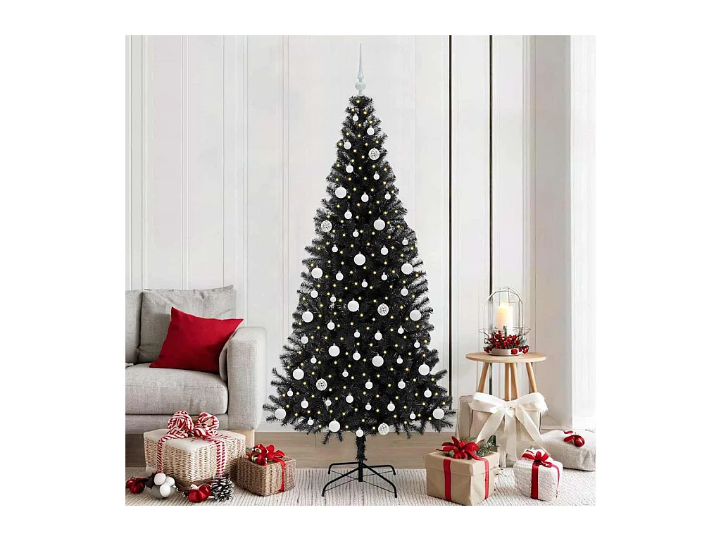 Kerstboom met 300 LED met standaard Zwart 210 cm PVC