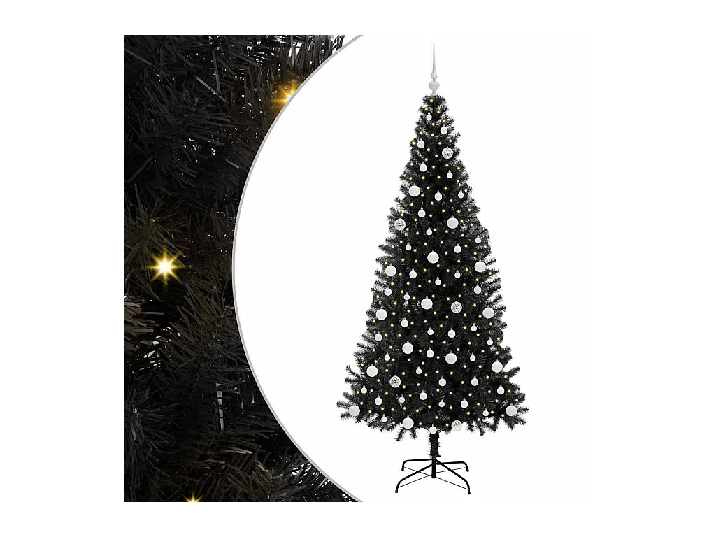 Kerstboom met 300 LED met standaard Zwart 210 cm PVC