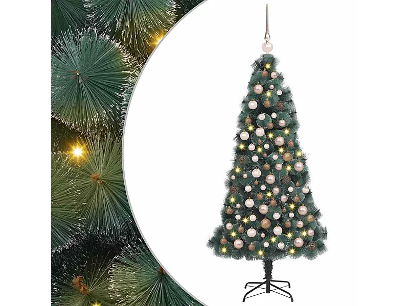 Sapin de Noël artificiel pré-éclairé avec set de boules 120 cm