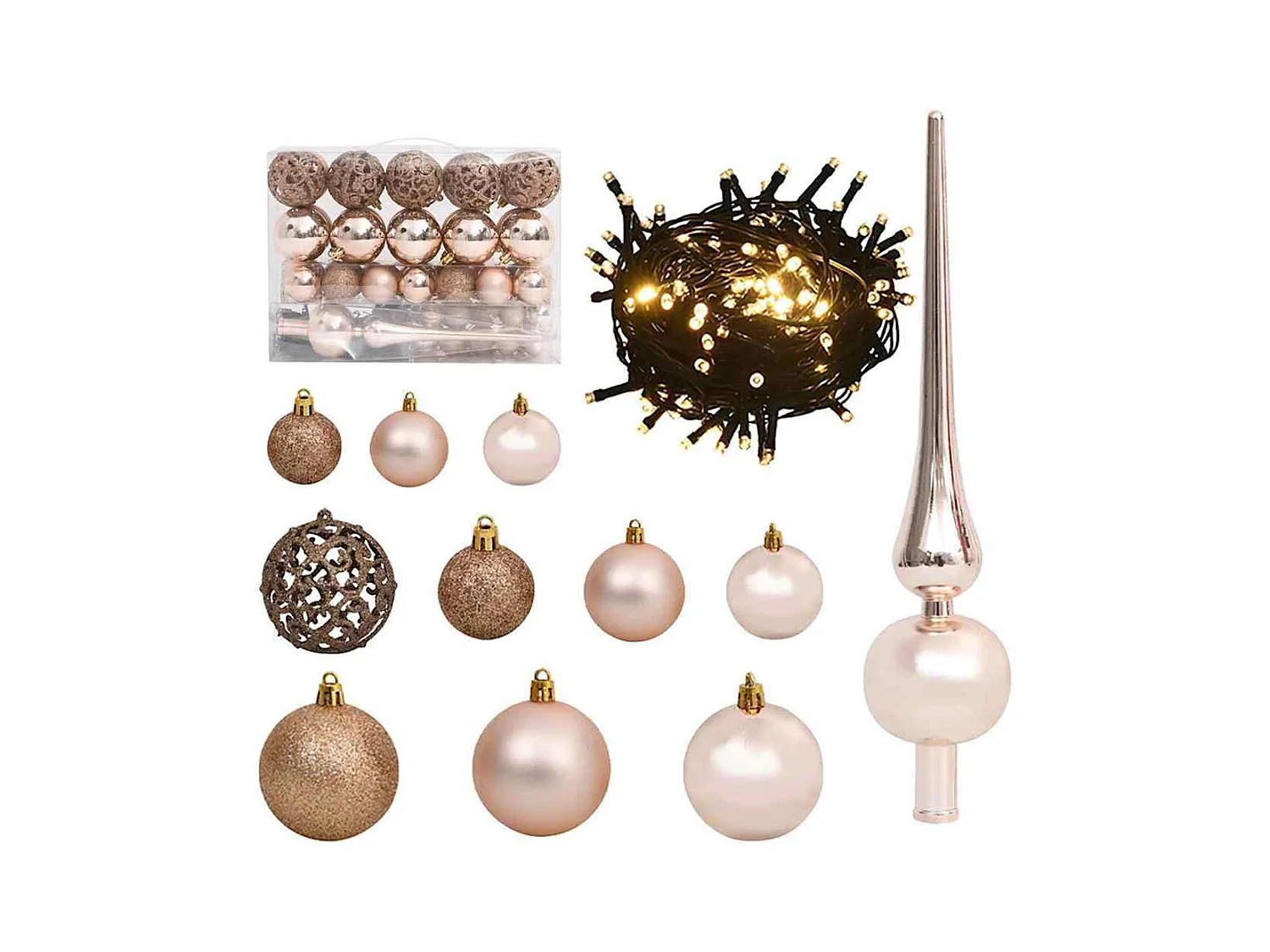 Sapin de Noël artificiel pré-éclairé avec set de boules 120 cm