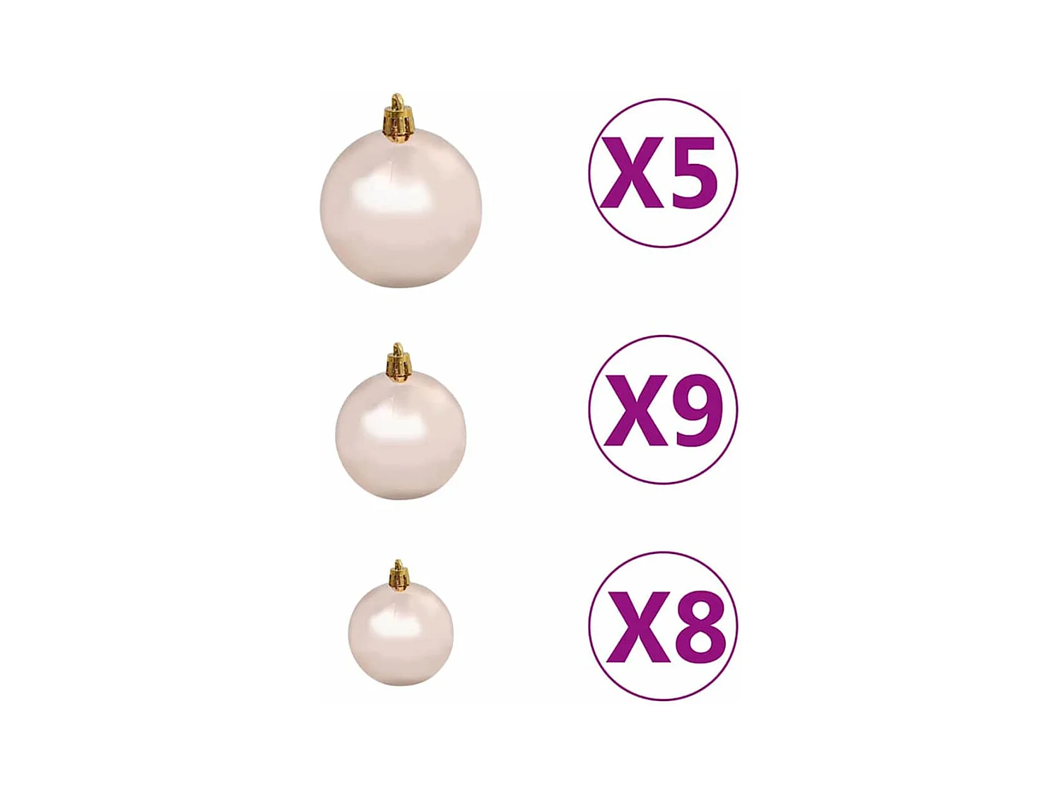 Sapin de Noël artificiel pré-éclairé avec set de boules 120 cm