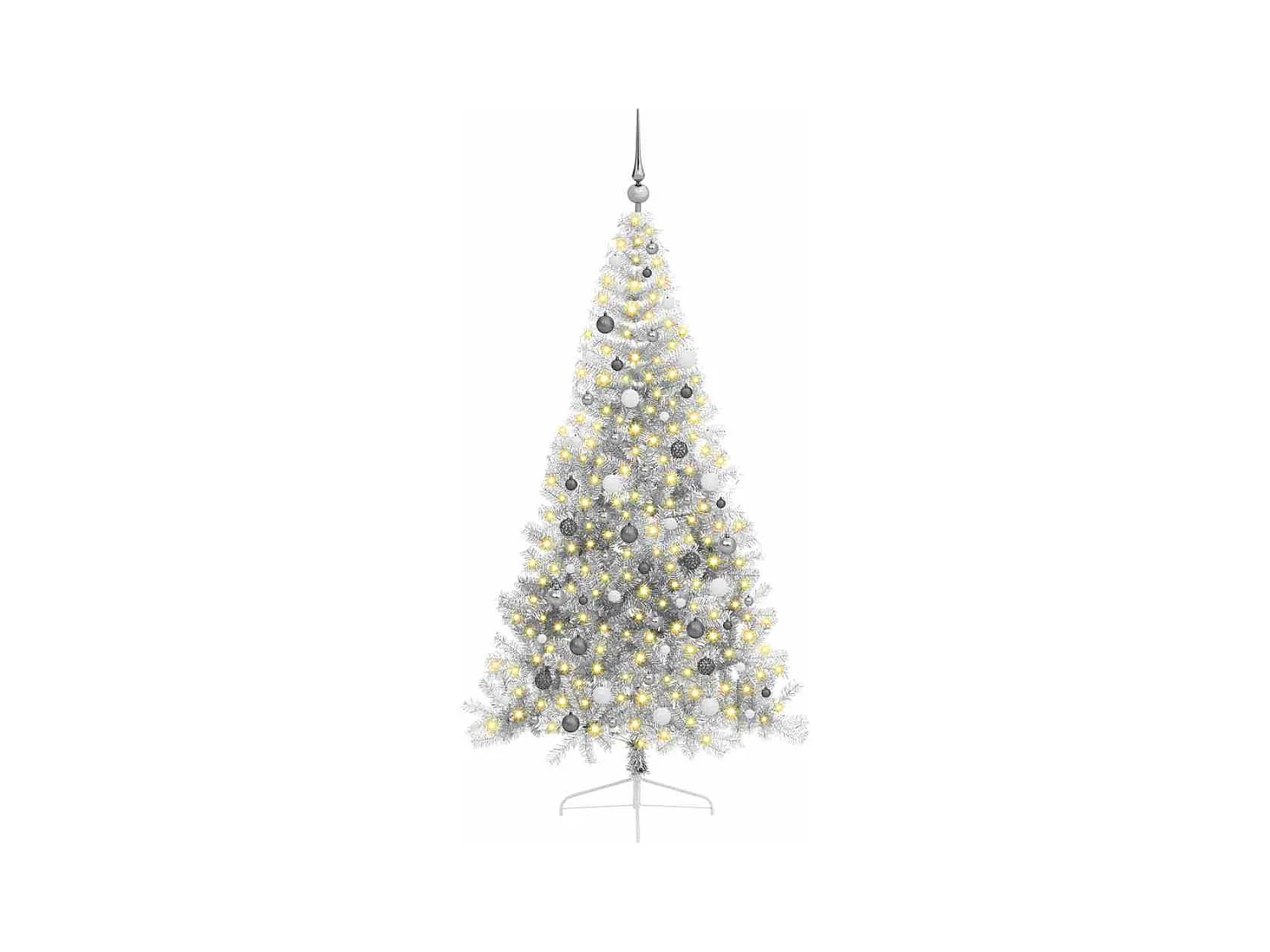 Sapin de Noël artificiel pré-éclairé Argent 210 cm PET