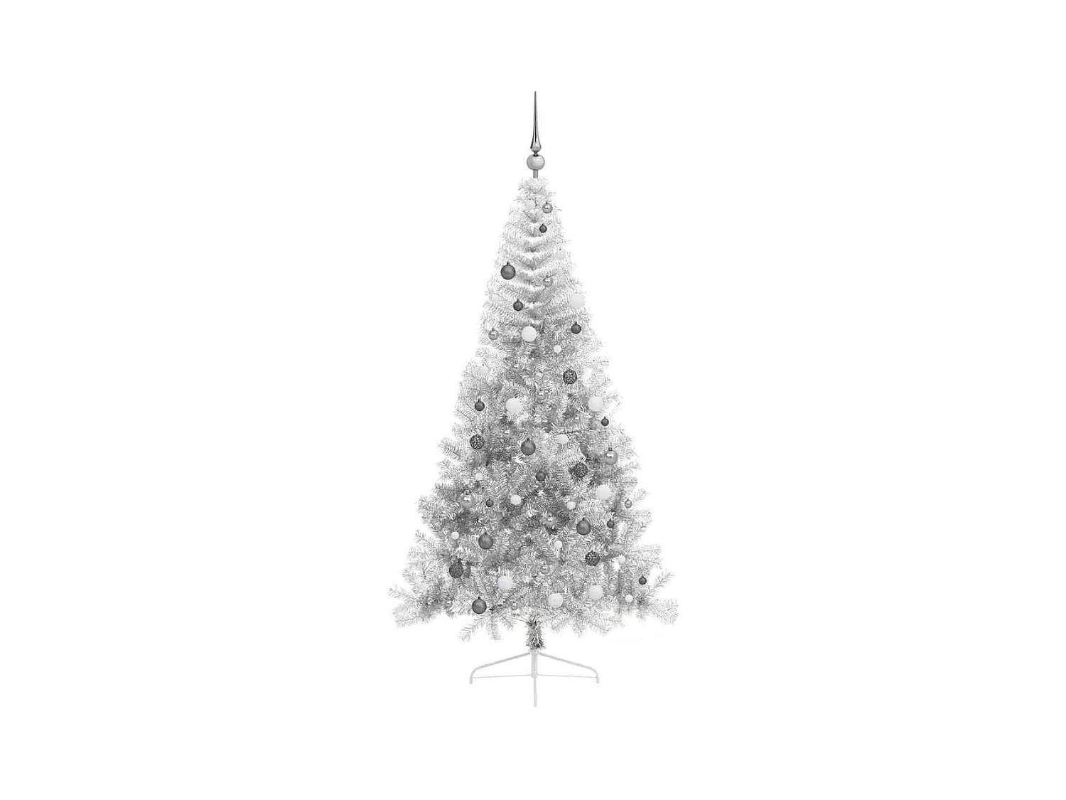 Sapin de Noël artificiel pré-éclairé Argent 210 cm PET