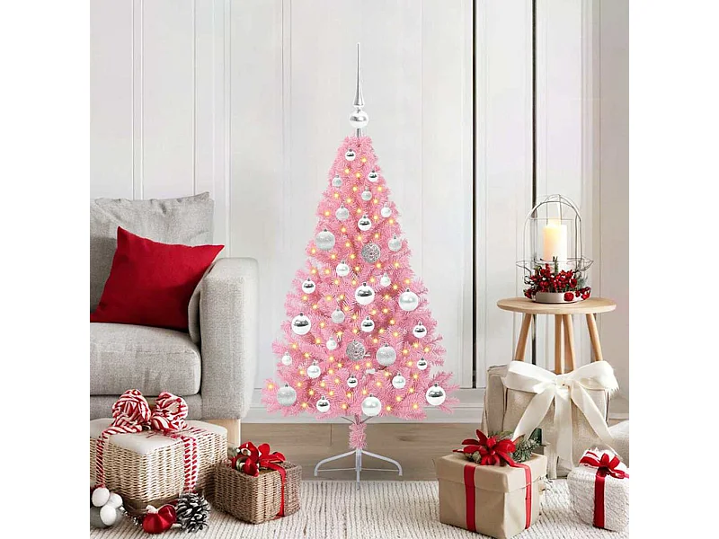 Árvore de Natal Artificial Pré-iluminada Rosa 120 cm PVC
