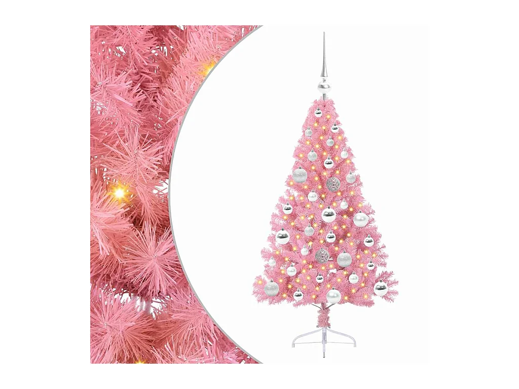 Árvore de Natal Artificial Pré-iluminada Rosa 120 cm PVC