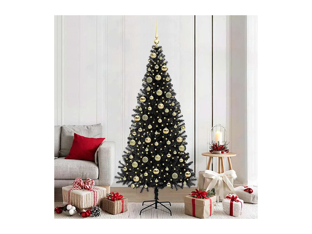 Árbol de Navidad con 300 LED con soporte Negro 210 cm PVC