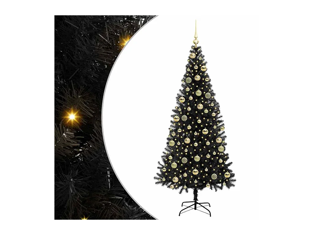 Árbol de Navidad con 300 LED con soporte Negro 210 cm PVC