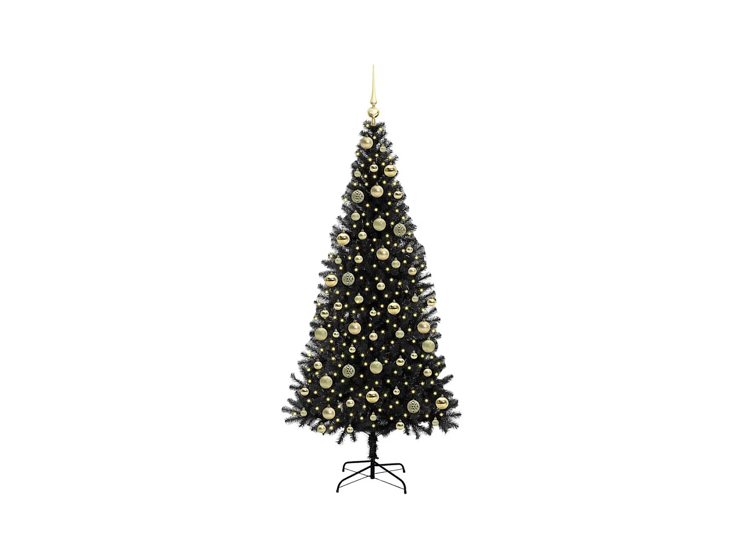 Árbol de Navidad con 300 LED con soporte Negro 210 cm PVC