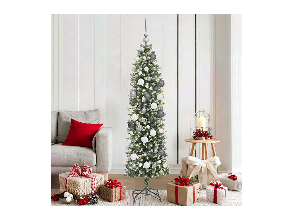 Arbre de Noël artificiel slim avec 300 LED Vert 180 cm