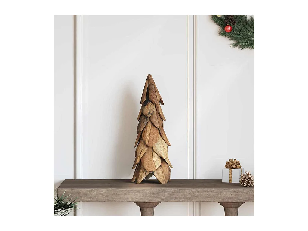 Árbol de Navidad con soporte Marrón 50 cm Madera de teca maciza